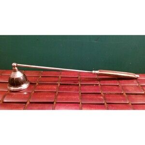 Vintage Candle Snuffer Silver Plate & Wood Set With Horn Inlays 12" Handle